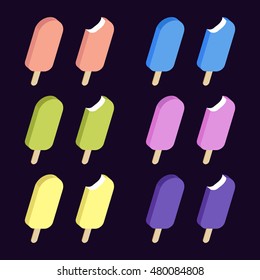 Vector set with colorful ice creams