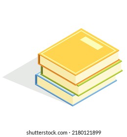 Vector Set of Colorful Isometric Stack of Books.