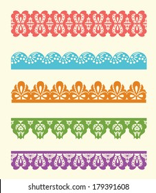 vector set of colorful lace trims