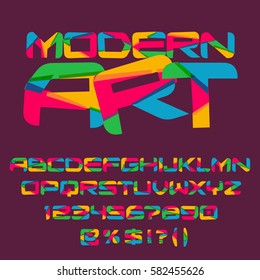 Vector set of colorful letters, numbers and symbols