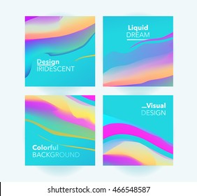 Vector Set farbige flüssige Broschüre.  Flüssiger Hintergrund mit abstrakten Marmor-Farbwellen. Moderne Kunst für Ihr Design, Ihre Karte, Plakate, Plakate, Einladung, Banner. Vektorgrafik