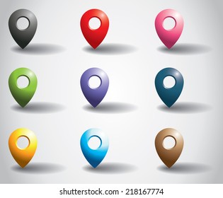 Vector set of colorful location marks