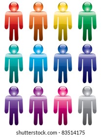 vector set of colorful man symbols