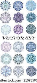 Vector set of colorful mandalas.Stylish multicolored mandalas on transparent background in vector collection.