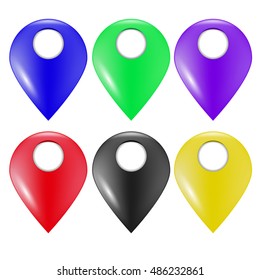 Vector Set of Colorful Marker Icons Isolated on White Background