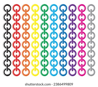 conjunto vectorial de cadenas de metal coloridas