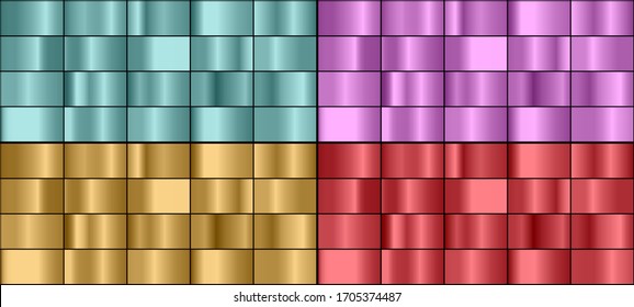 Vector set of colorful metal gradients.