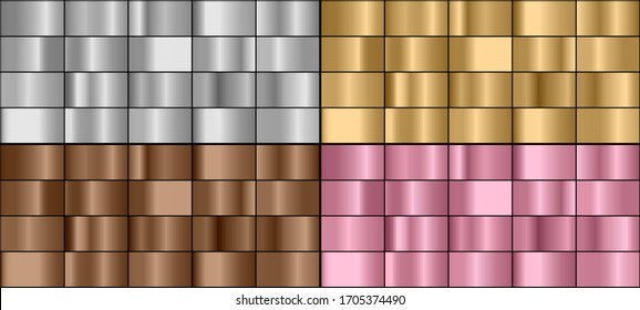 Vector set colorful metal gradients 