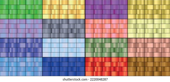 Vector set of colorful metal gradients.