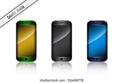 vector set of colorful mobile on white background