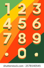 Vector set of colorful numbers from 1 to 10, Vibrant Retro Inspired Number Design Featuring Bold Colors And Pleasant Shapes For Artistic Expression