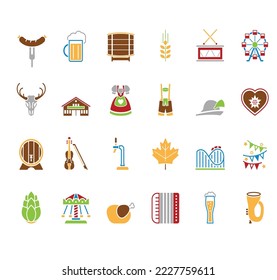 Vector set of colorful october fest farbe icons perfect for home decoration