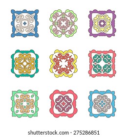 vector set of colorful ornate design elements isolated on white background