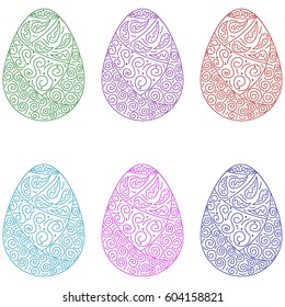 Vector set of colorful ornate eggs