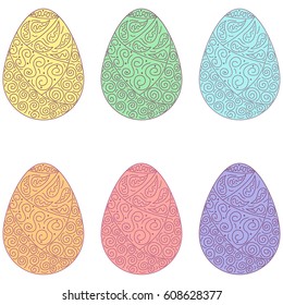 vector set of colorful ornate eggs
