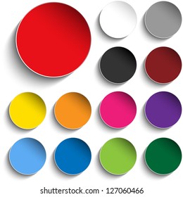 Vector - Set Of Colorful Paper Circle Sticker Buttons