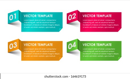 Vector set of colorful paper progress backgrounds. 1; 2; 3; 4 infographic.