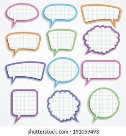 Vector set of colorful paper speech bubbles 