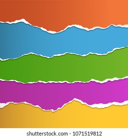Vector set of colorful papers with torn edges