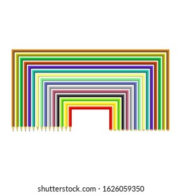 Vector Set of Colorful Pencils Isolated on White Background.
