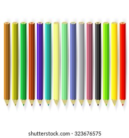 Vector Set of Colorful Pencils Isolated on White Background