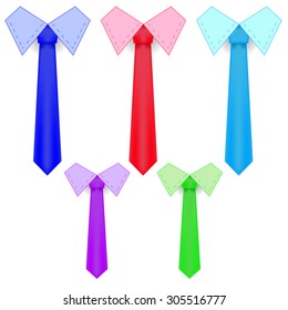 Vector Set of  Colorful Plain Ties Isolated on White Background