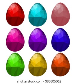 Vector Set of Colorful Polygonal Easter Eggs