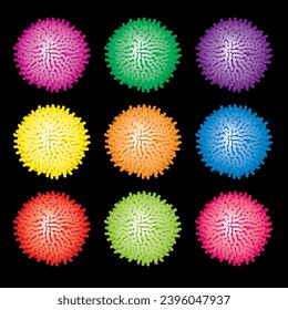 vector set of colorful pom poms.