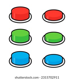 Vector Set of Colorful Push Buttons