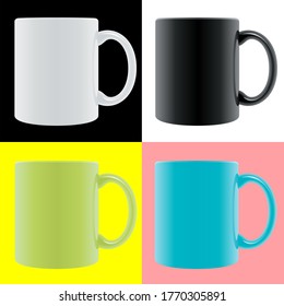 Vector Set of Colorful Realistic Cups