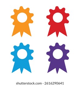 A vector set of colorful ribbons offers design elements like banners and labels for award badges and success symbols