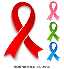 Vector set colorful ribbons. Red, pink, green and blue ribbons