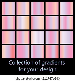 Vector set of colorful rose gold metal gradients.