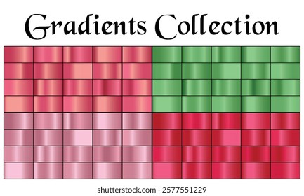 Vector set of colorful rose gold metal gradients.
