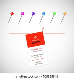 Vector Set of colorful round pins, click here pointer, information banner