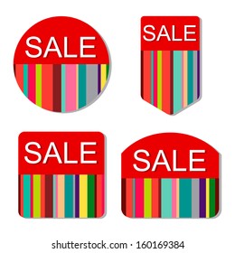 Vector set of colorful sale tags on isolated white background