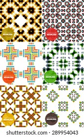 Vector set of colorful seamless geometric patterns. Modern stylish abstract textures. Backgrounds and wallpapers