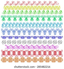 Vector Set of Colorful Sewing Stitch Isolated on White Background