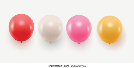 Juego de vectores de globos brillantes de colores sobre el fondo de la luz