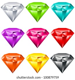 Vector set of colorful shiny jewels. svg