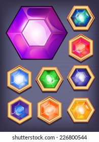Vector set of colorful shiny jewels. icons colored diamonds