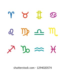 Vector set of colorful signs of the zodiac. Zodiac signs icons.