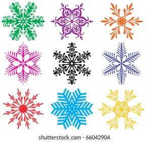 vector set of colorful snowflakes