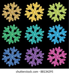 vector set of colorful snowflakes