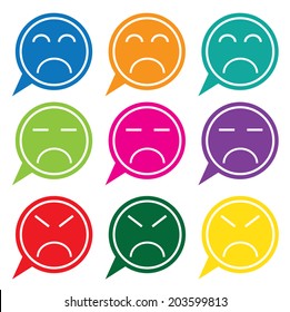 Vector - Set of colorful speech bubbles with sad face icon