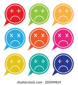 Vector - Set of colorful speech bubbles with sad face icon