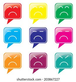 Vector - Set of colorful speech bubbles with sad face icon 