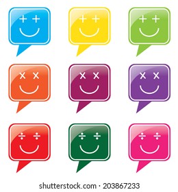 Vector - Set of colorful speech bubbles with smile face icon 