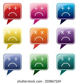 Vector - Set of colorful speech bubbles with sad face icon 