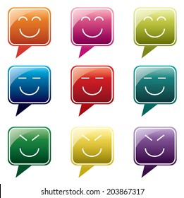 Vector - Set of colorful speech bubbles with smile face icon 